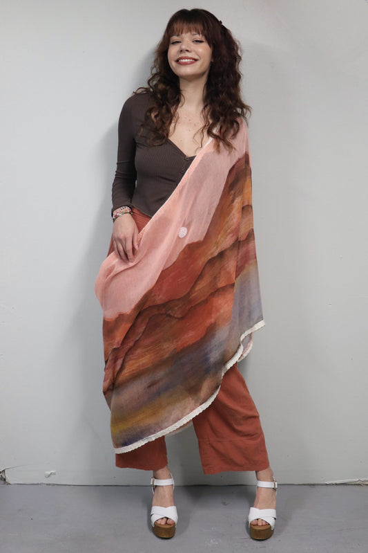 Desert moon hand-painted infinity scarf