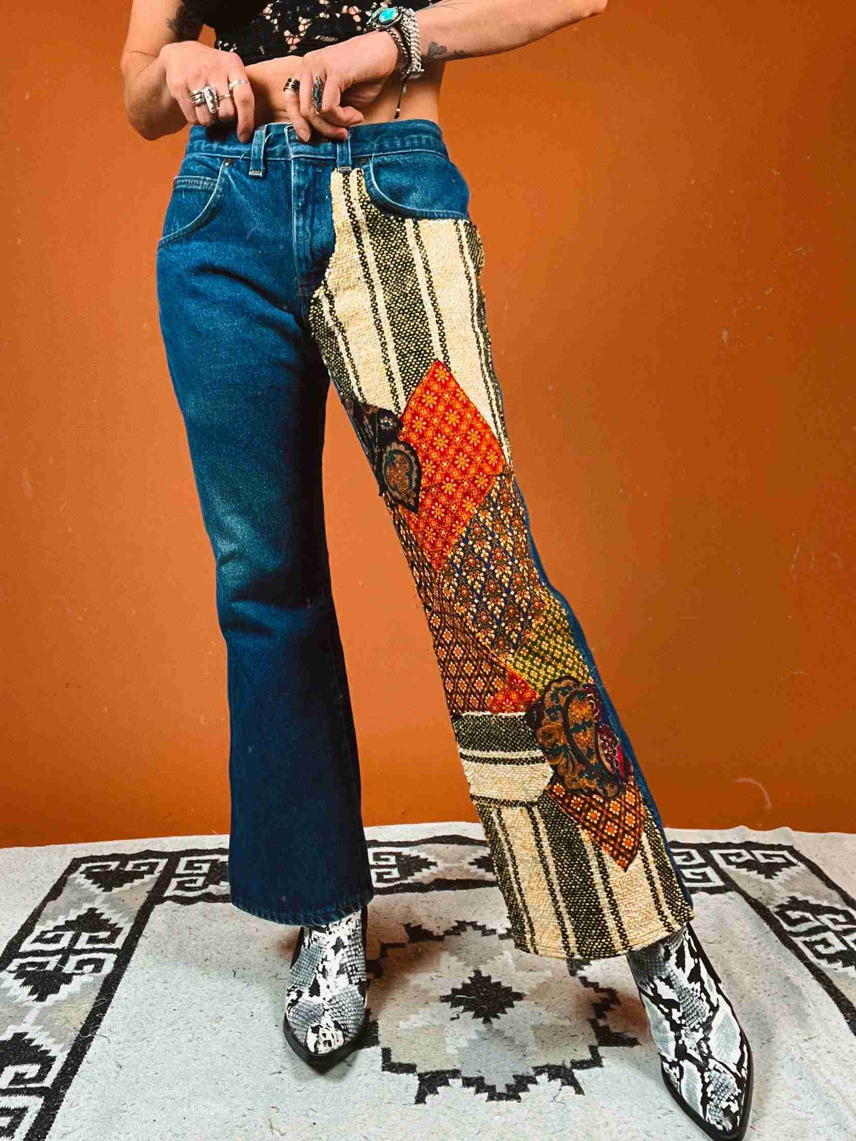 Upcycled Patchwork Flare Jeans