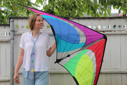 Let's Go Fly A Kite hand-painted skinny tie