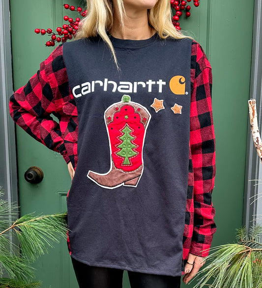 Christmas Carhartt Cowboy Boot Rework