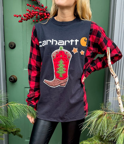 Christmas Carhartt Cowboy Boot Rework