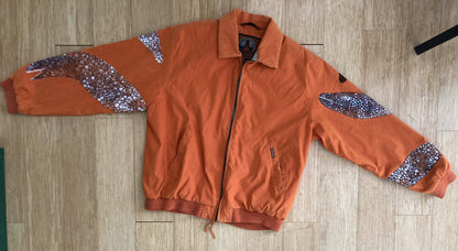 Orange jacket with hand-painted eels