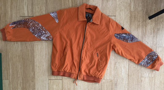 Orange jacket with hand-painted eels
