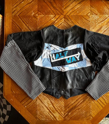 Upcycled Leather Bomber Jacket – 2XL Statement Piece