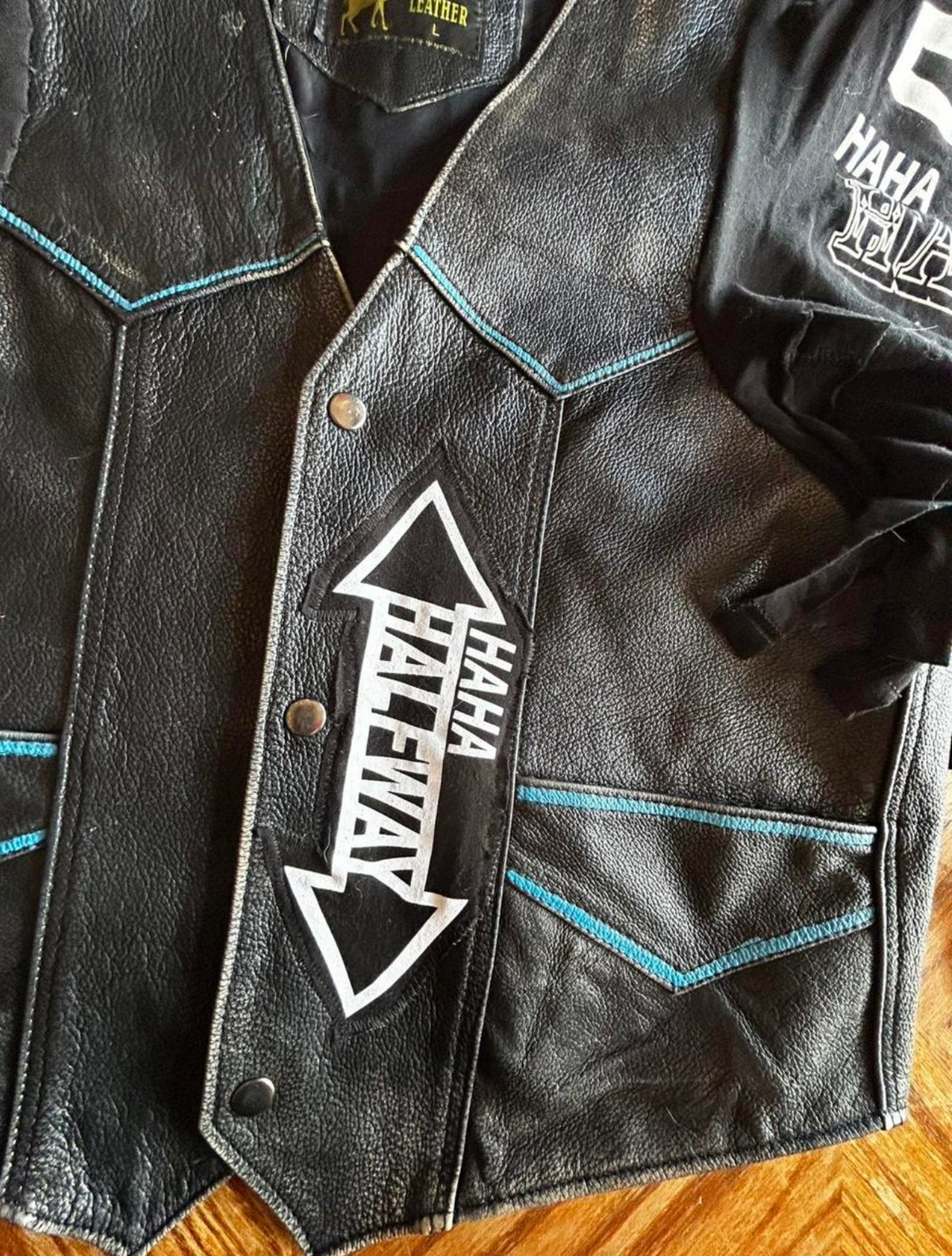 Upcycled Leather Bomber Jacket – 2XL Statement Piece