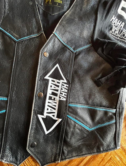 Upcycled Leather Bomber Jacket – 2XL Statement Piece