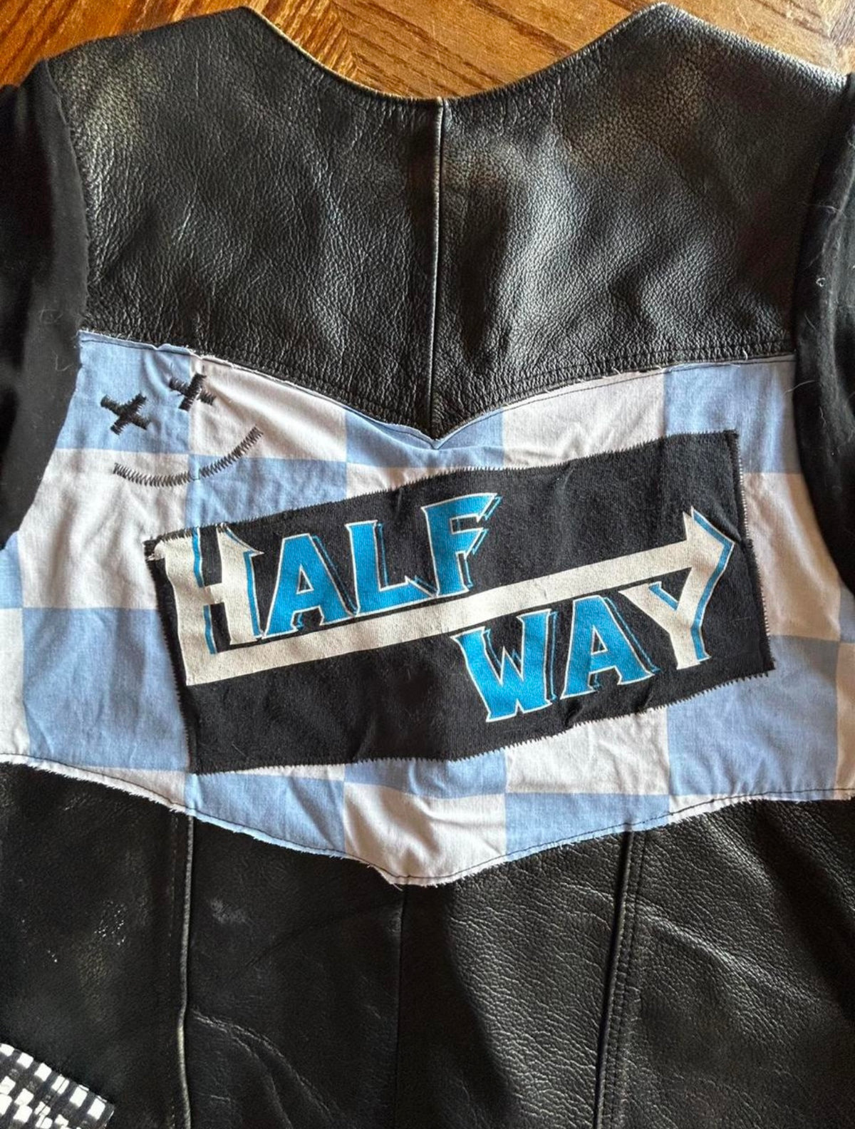 Upcycled Leather Bomber Jacket – 2XL Statement Piece