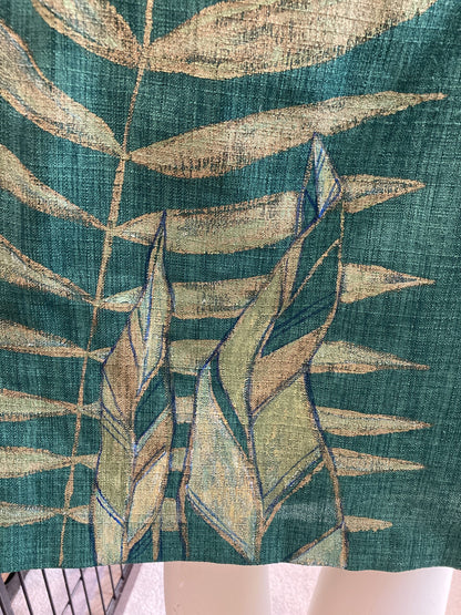 Green jungle leaves hand-painted knee-length dress