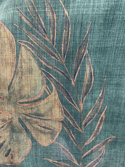 Green jungle leaves hand-painted knee-length dress