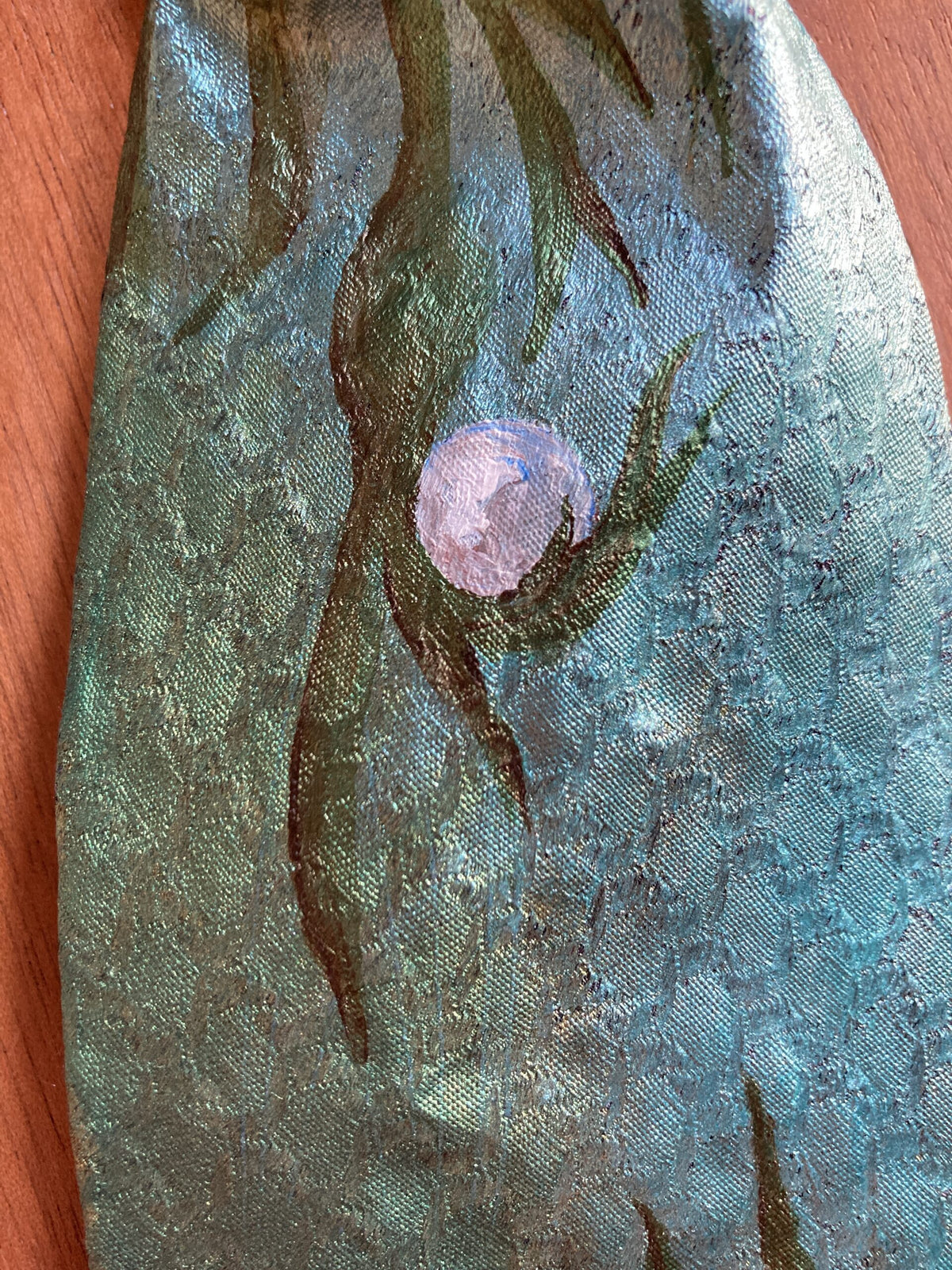 Hand-painted oyster and pearl ocean magic tie