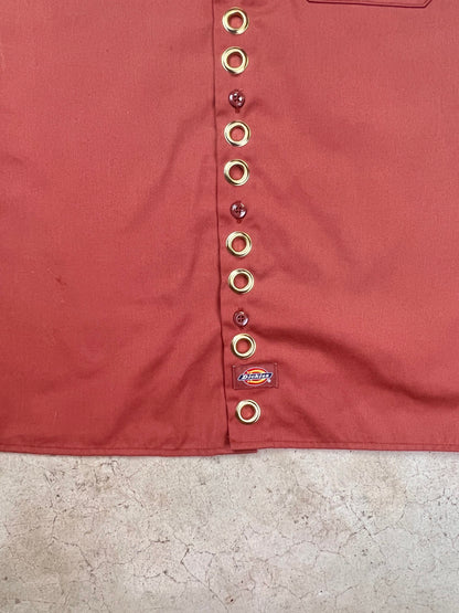 A close up of a red shirt.