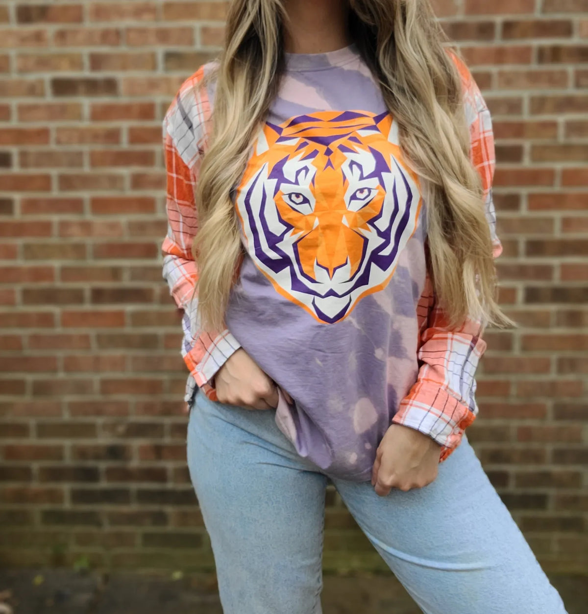 Clemson Tiger tee x flannel