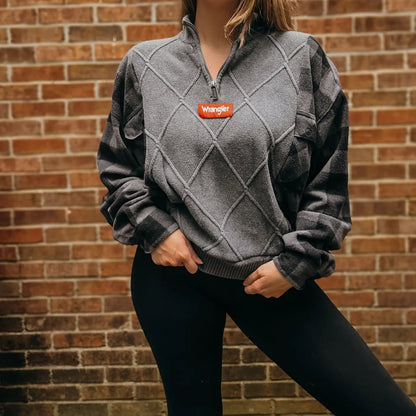 Quarter zip x flannel with wrangler patch