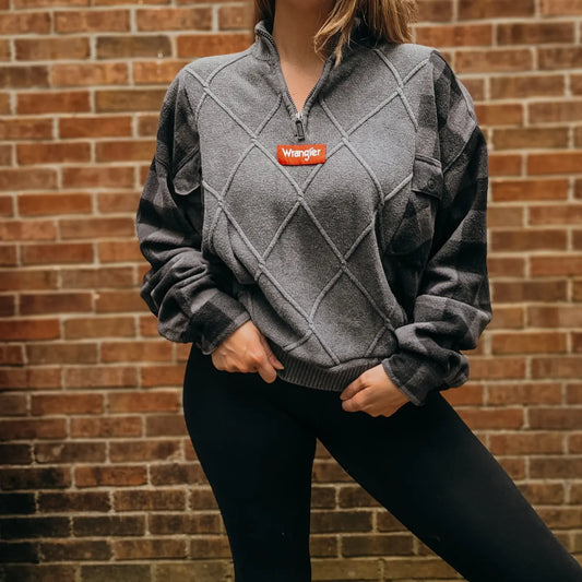 Quarter zip x flannel with wrangler patch