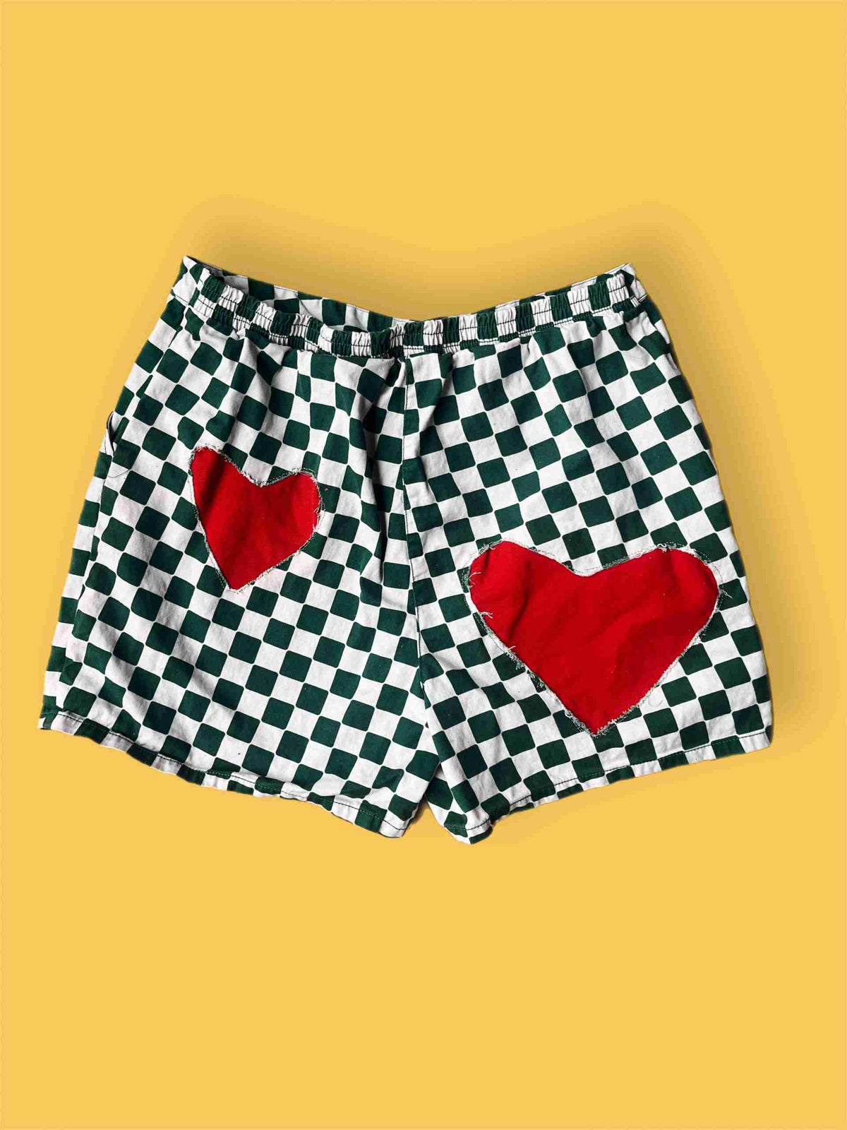 a pair of shorts with hearts on them.
