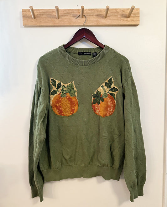 Reworked Quilted Pumpkin Sweater