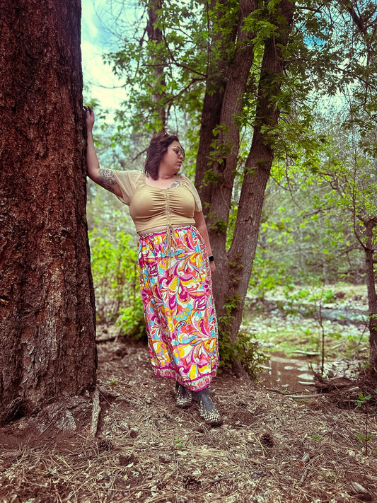 Cosmic Scarf Remix Skirt – One of a Kind Upcycled Statement Piece