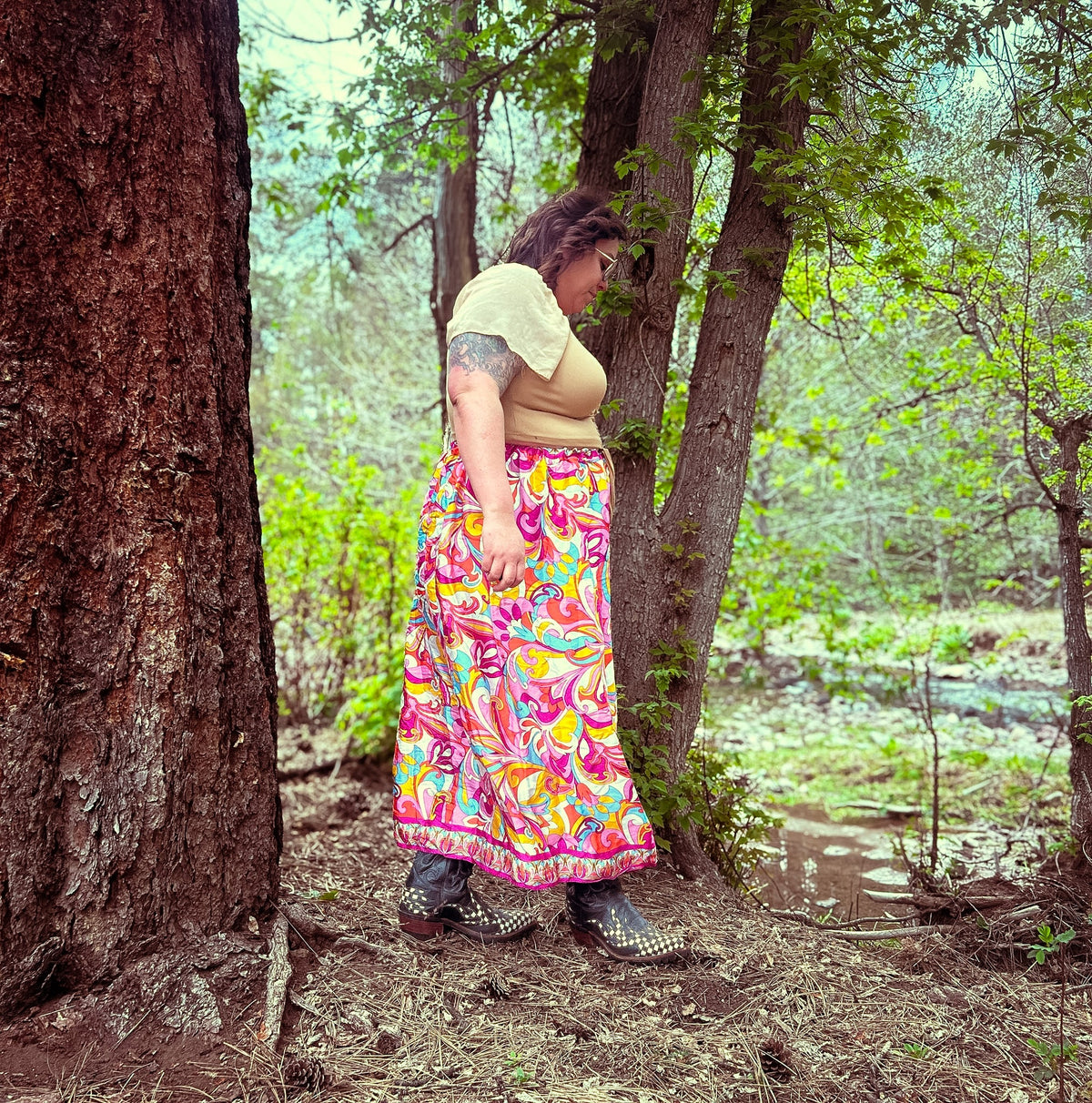Cosmic Scarf Remix Skirt – One of a Kind Upcycled Statement Piece