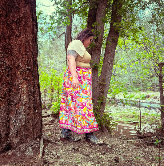 Cosmic Scarf Remix Skirt – One of a Kind Upcycled Statement Piece