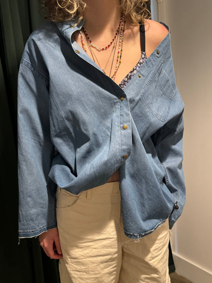Fortuna Collarless Shirt (Denim blue)
