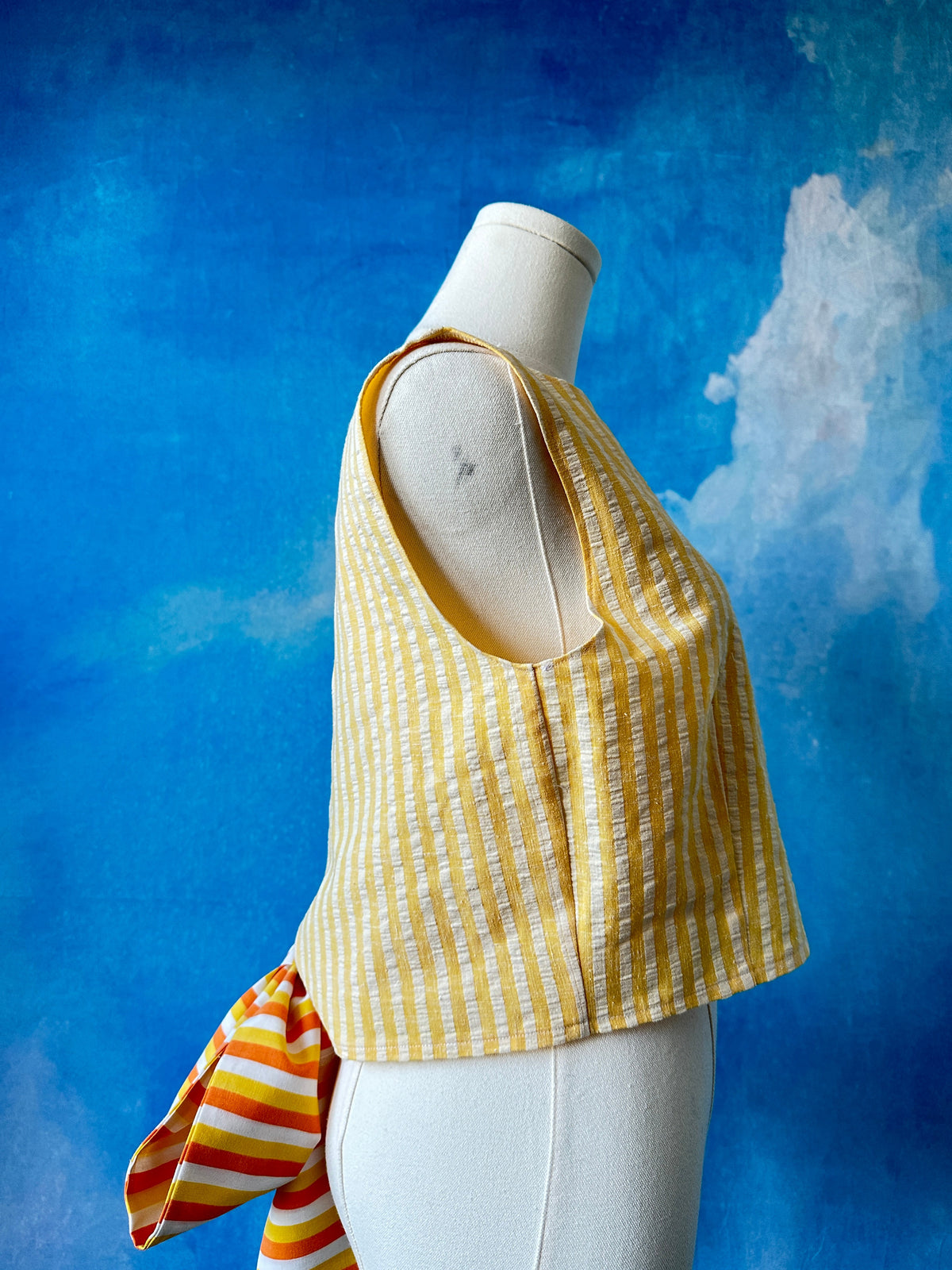 Tie Back Pinstripe Cotton Tank Top by Finding Doll