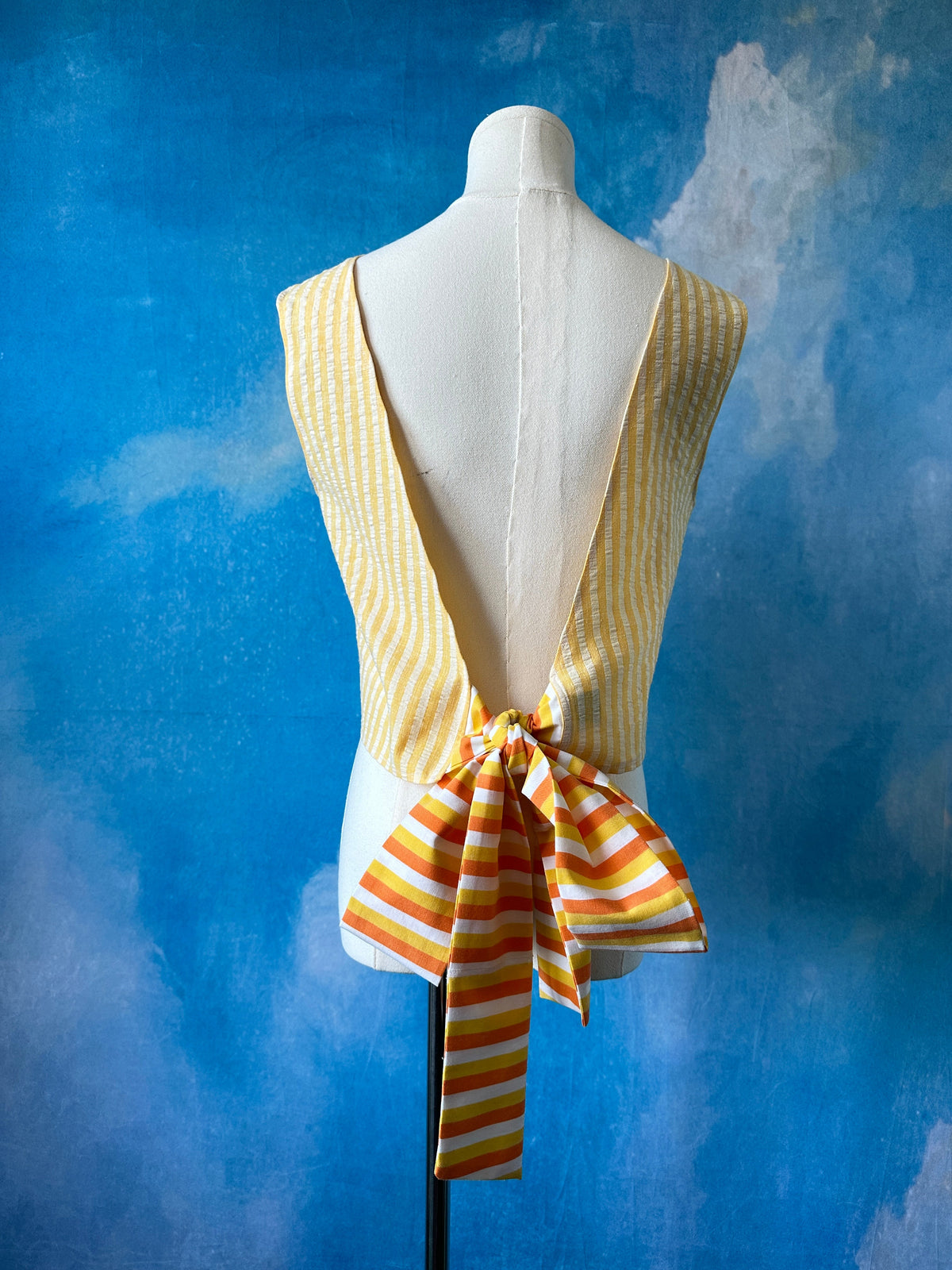 Tie Back Pinstripe Cotton Tank Top by Finding Doll, photo 2