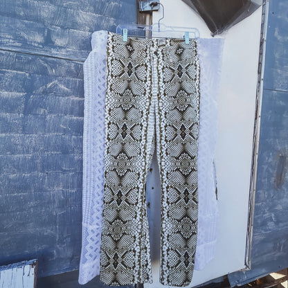 Upcycled Snake Print Flare Pants by The Modern Alien