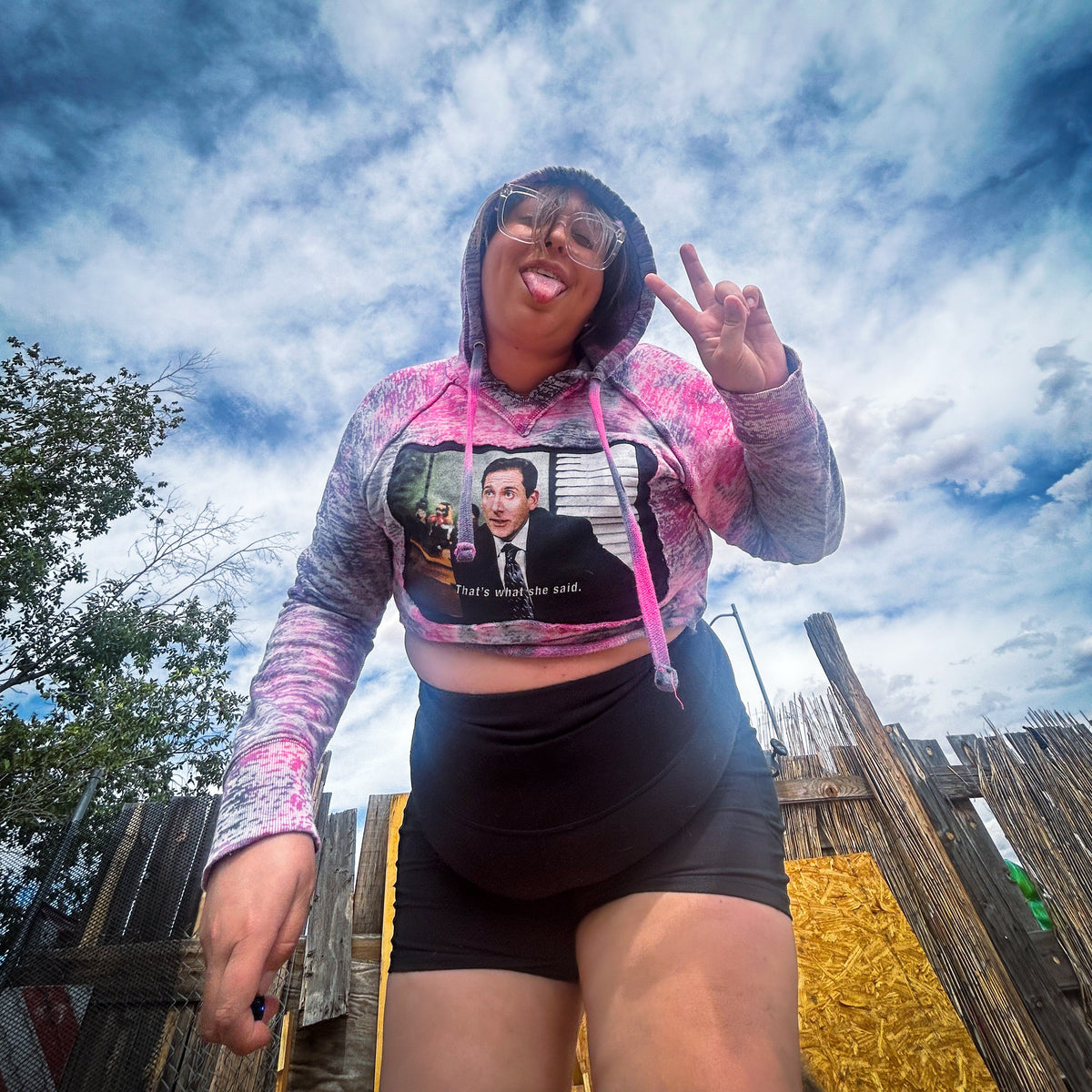 That's What She Said Painted Crop Hoodie by The Modern Alien, photo 15