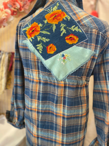 “Teal Me” Up-cycled premium flannel shirt