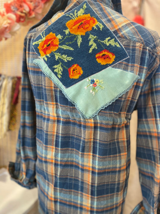 “Teal Me” Up-cycled premium flannel shirt