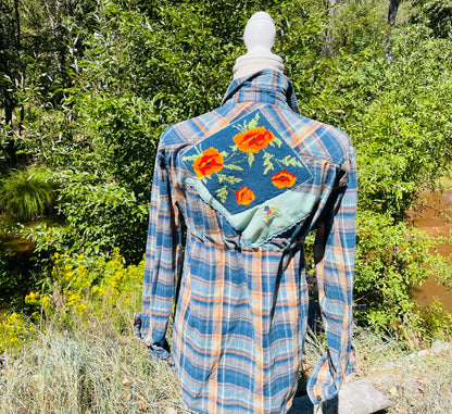 “Teal Me” Up-cycled premium flannel shirt
