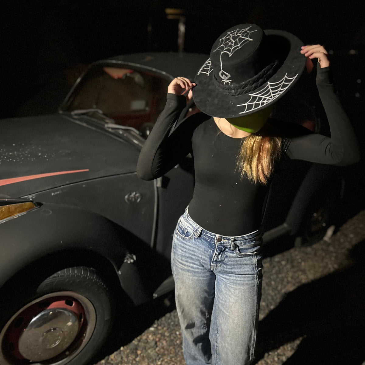 Heart Web Hand-Painted Cowboy Hat | Gothic Western Style