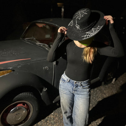 Heart Web Hand-Painted Cowboy Hat | Gothic Western Style