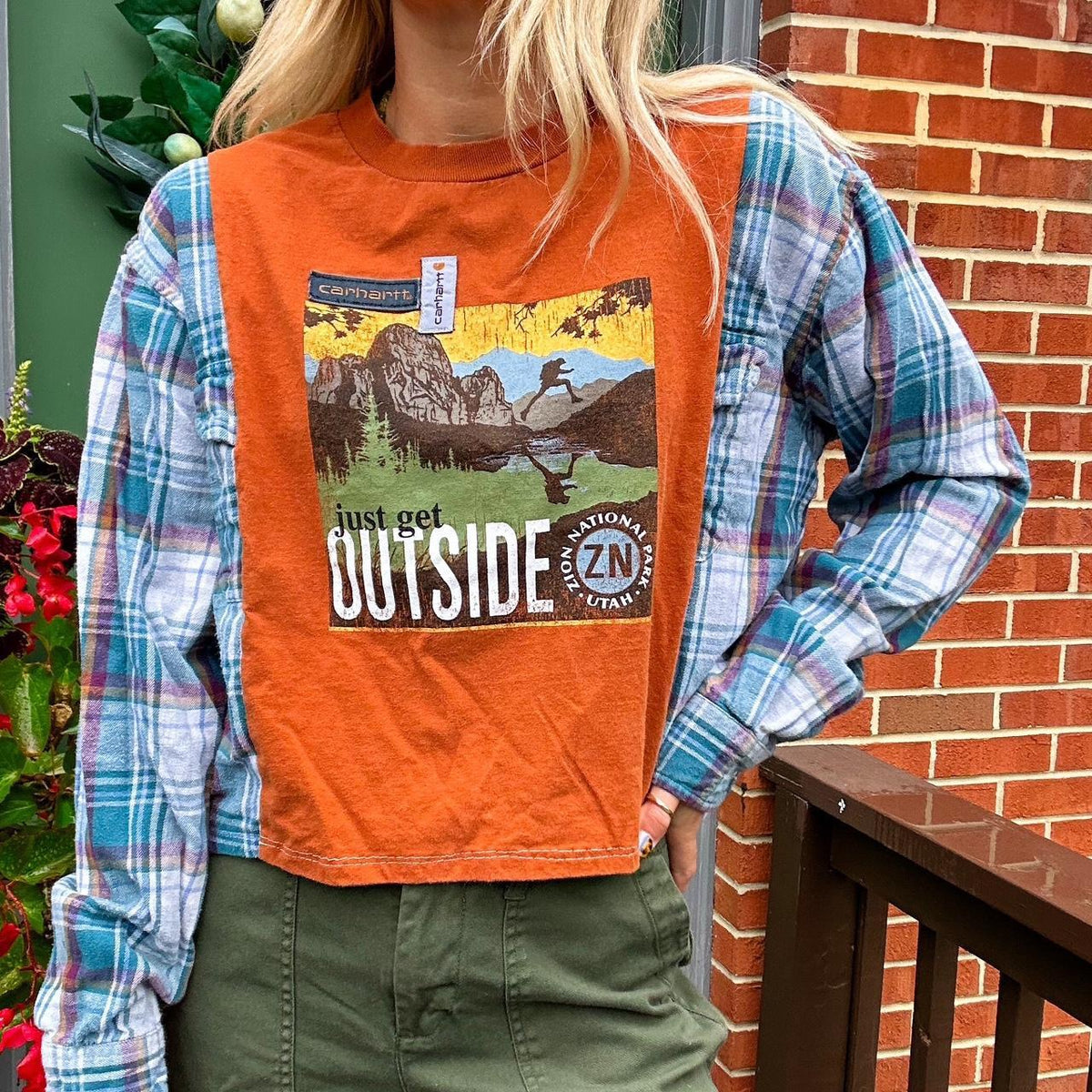 Carhartt Flannel Rework “get outside”