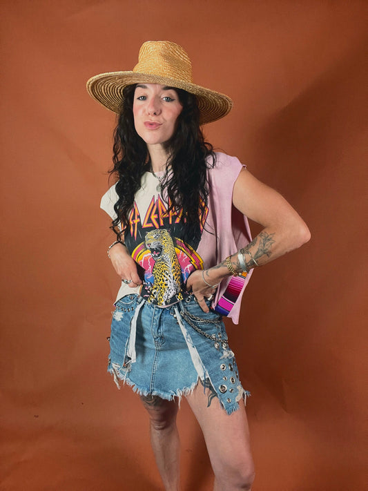 Def Leppard Serape Stripe Crop Tank Top