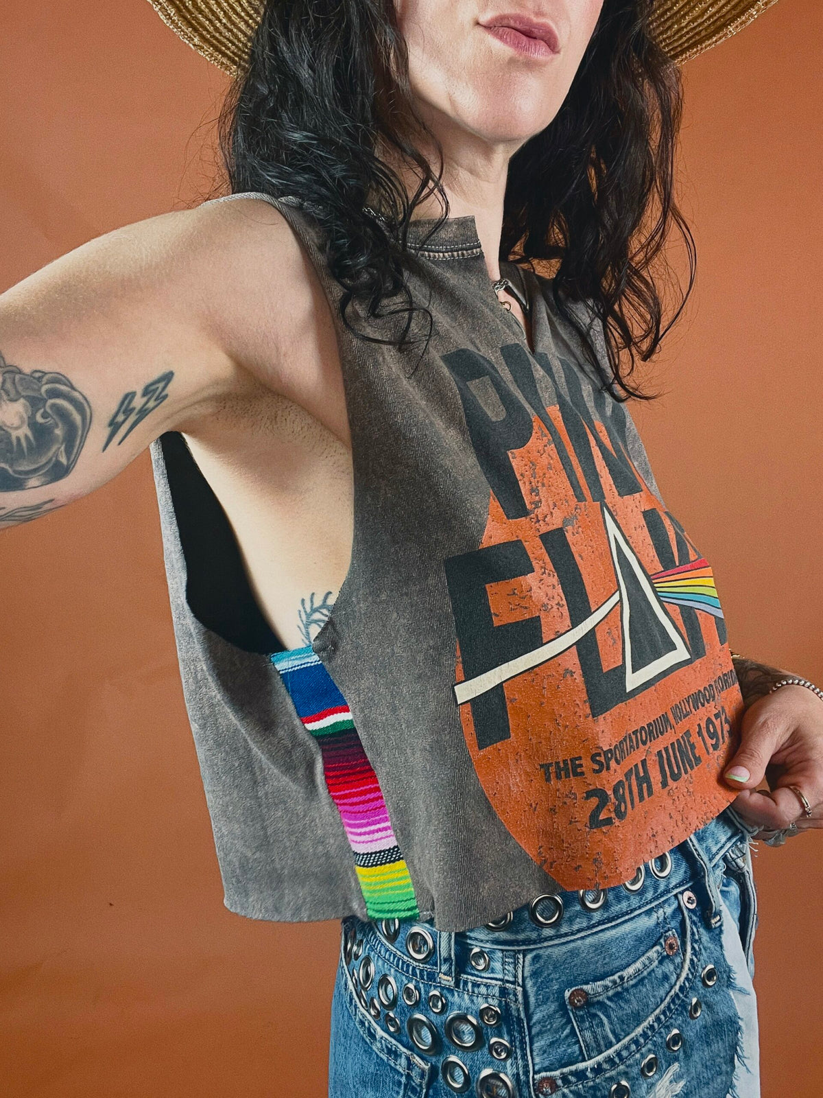 Pink Floyd Serape Stripe Crop Tank Top