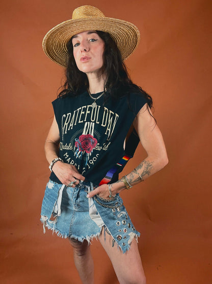 Grateful Dead Serape Striped Crop Tank Top