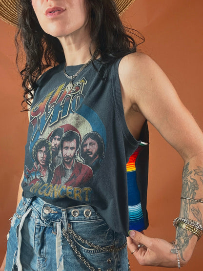 The Who Side Striped Crop Tank Top