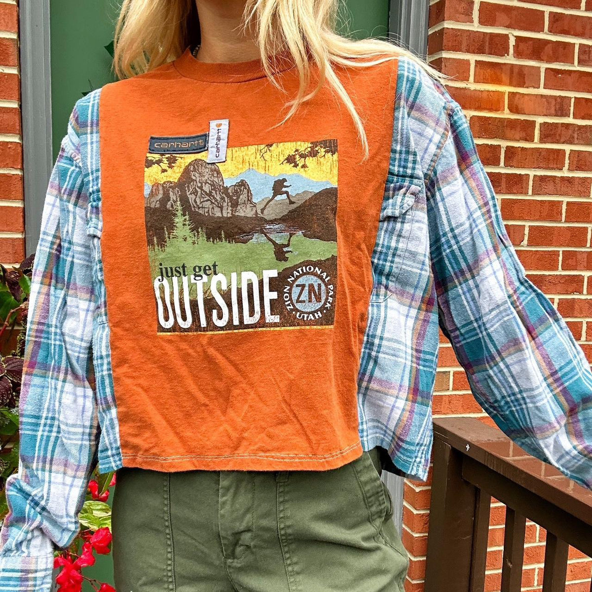Carhartt Flannel Rework “get outside”