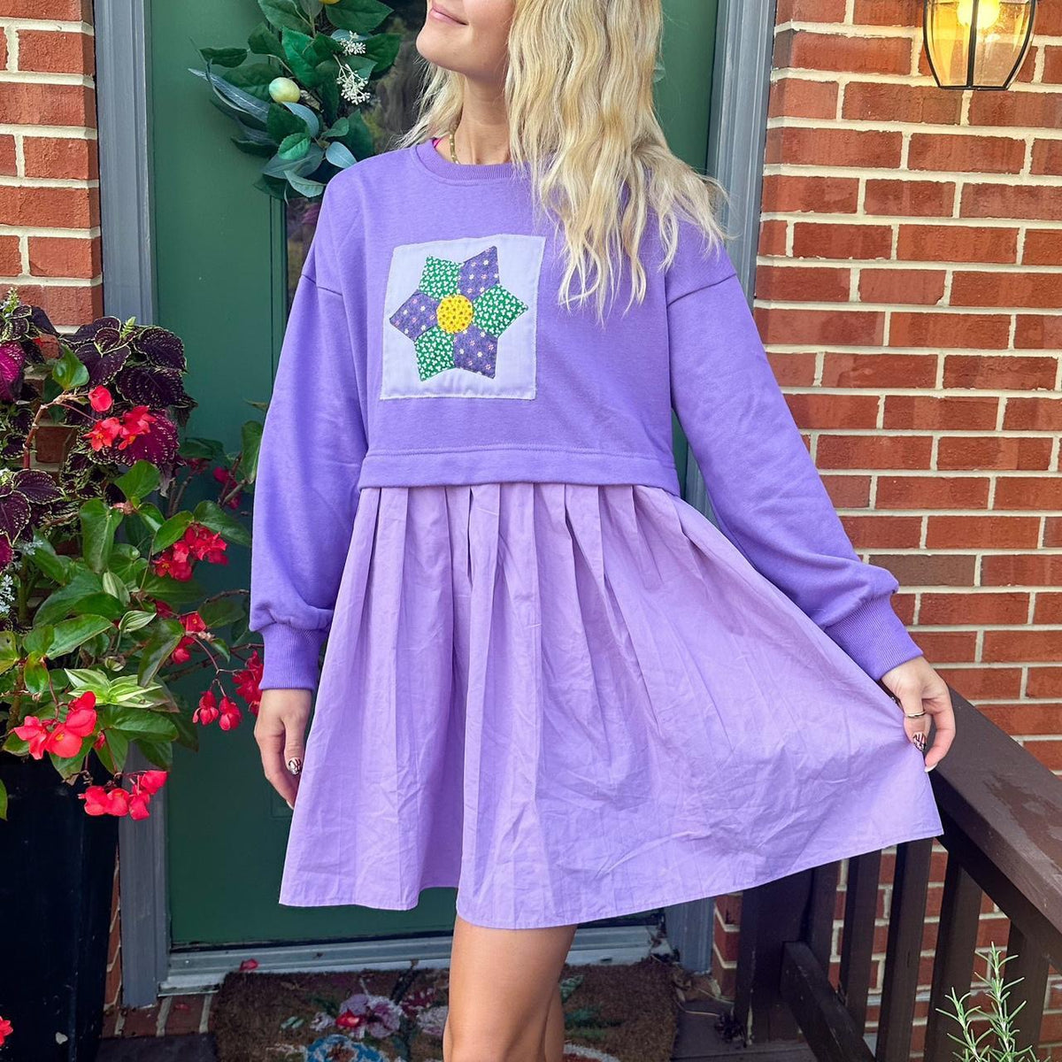 Free People Eleanor Pleated Skirt Sweatshirt Dress Dupe - Reworked