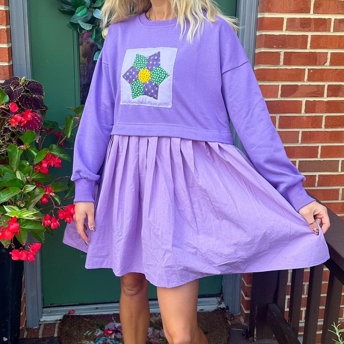 Free People Eleanor Pleated Skirt Sweatshirt Dress Dupe - Reworked