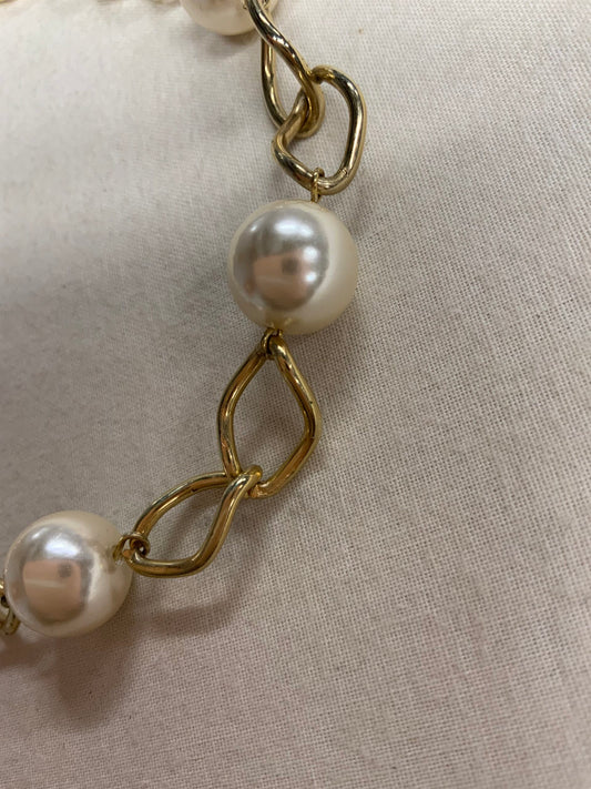 Chunky Chain-Link Pearl Necklace