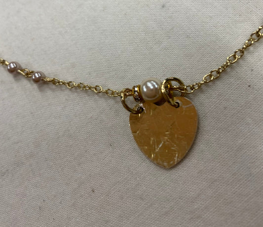 Never say forever gold heart necklace