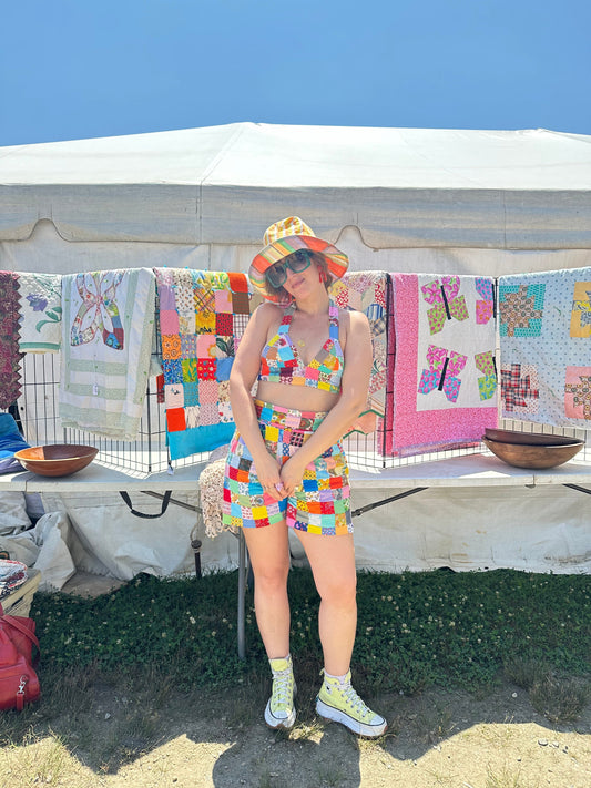 Upcycled Vintage Quilt Shorts by Finding Doll