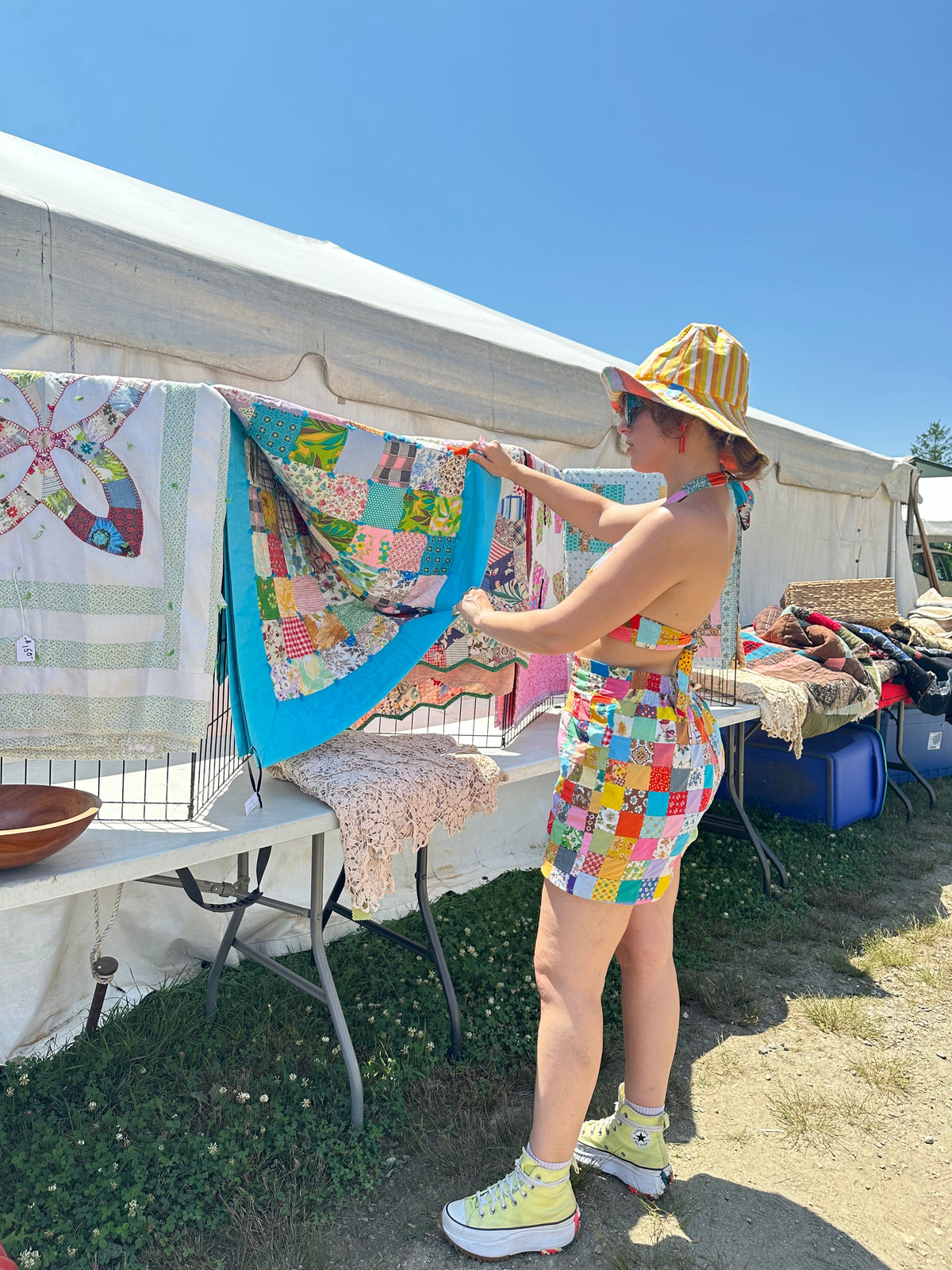 Upcycled Vintage Quilt Shorts by Finding Doll, photo 3