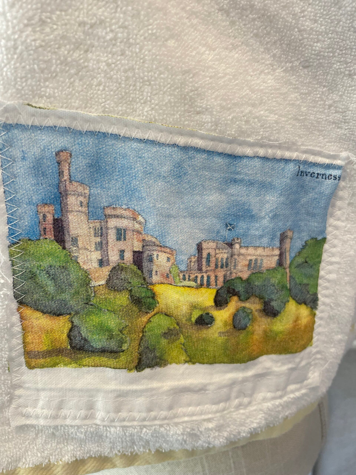 “Sand castles” crop towel top