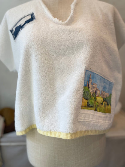 “Sand castles” crop towel top