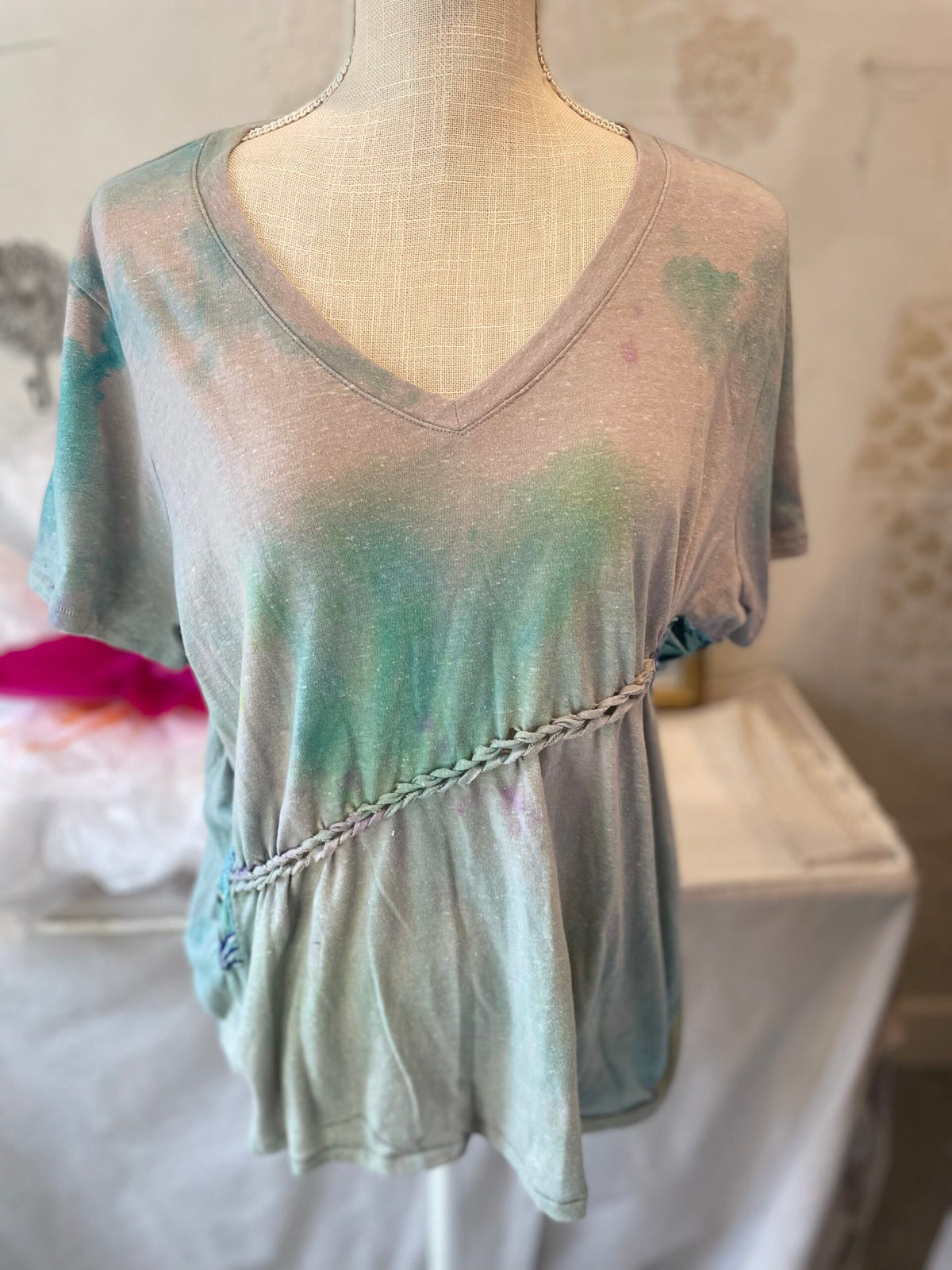 “Grey sky Blues” Up-cycled soft T