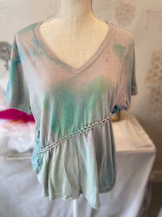 “Grey sky Blues” Up-cycled soft T