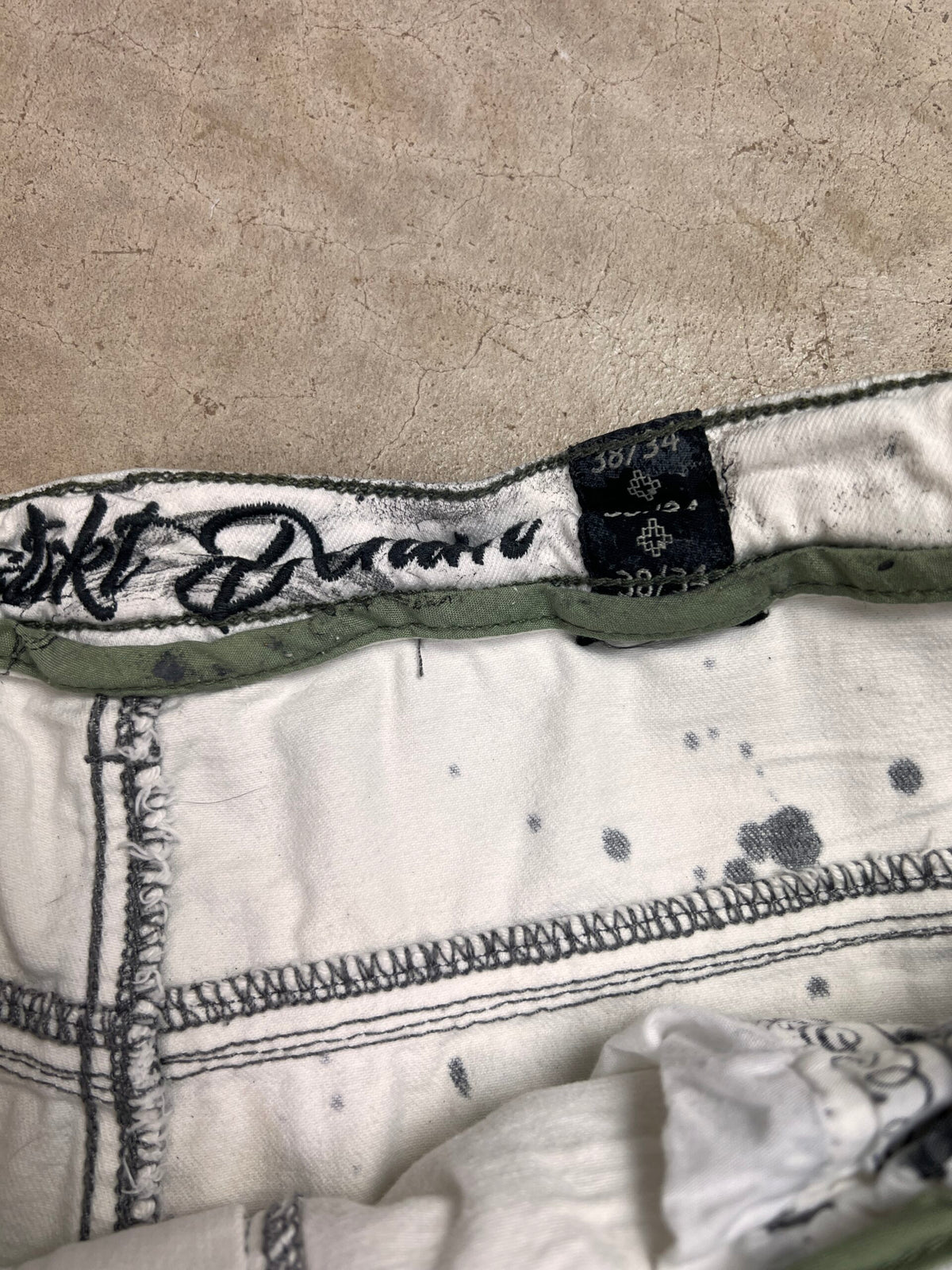 Marble Painted Denim Cut Off Shorts - 38"